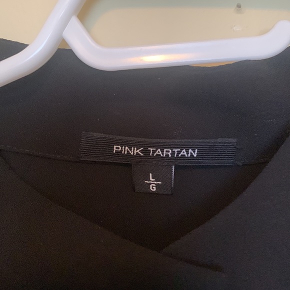 Pink Tartan size L. Black crepe material chinese collar 3/4 sleeves - Picture 6 of 7